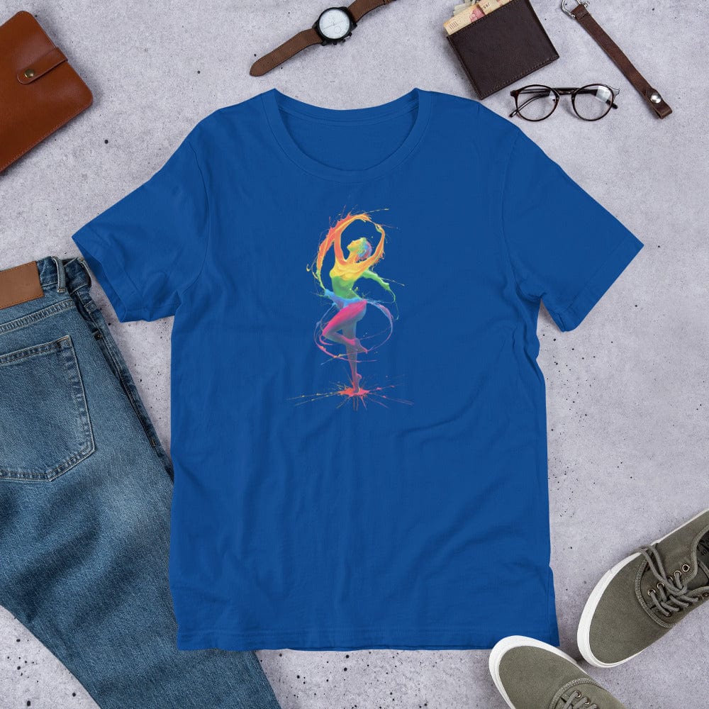 Padres Mágicos Azul real claro / S Camiseta "Bailarina Arcoíris" de algodón suave - Para los apasionados de la danza y el color