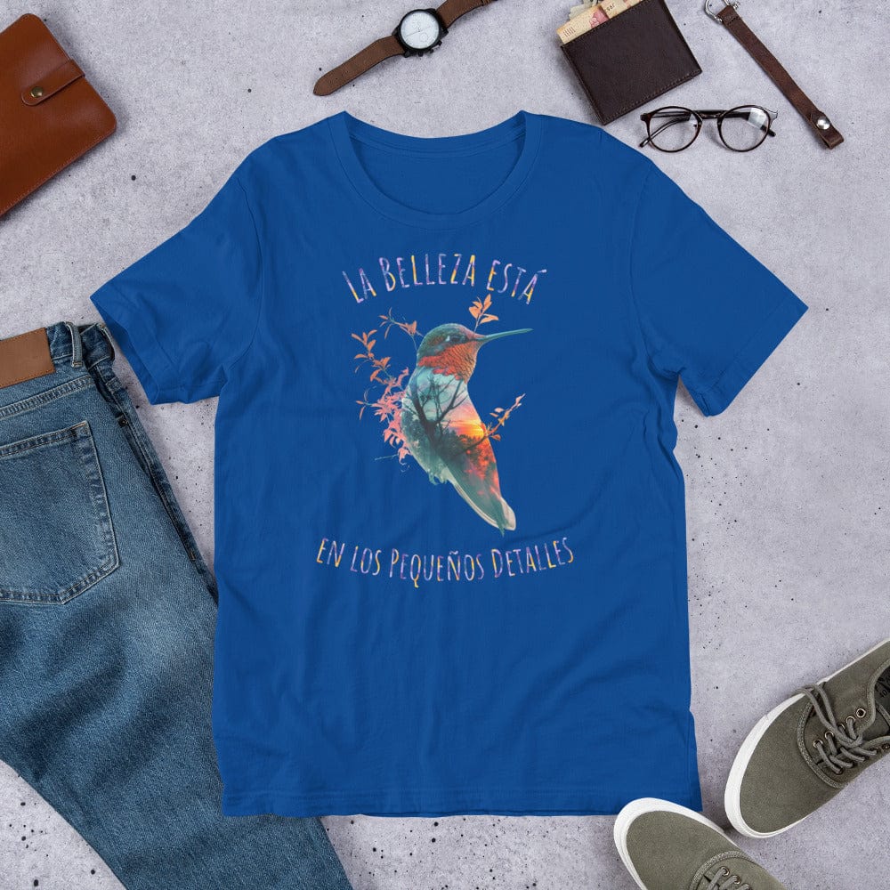 Padres Mágicos Azul real claro / S Camiseta "La Belleza Está en los Pequeños Detalles" - Colibrí