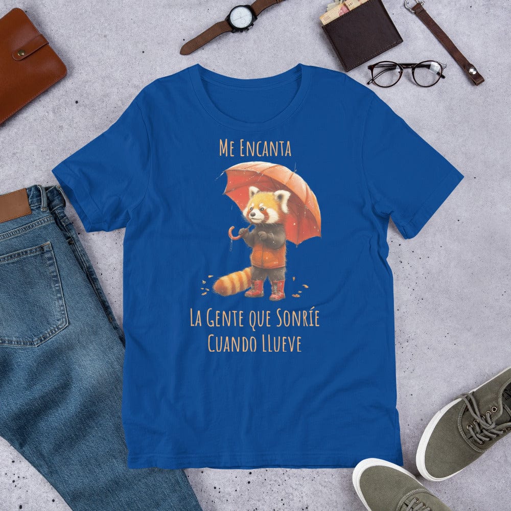 Padres Mágicos Azul real claro / S Camiseta "Me Encanta la Gente que Sonríe Cuando Llueve" - Panda Rojo