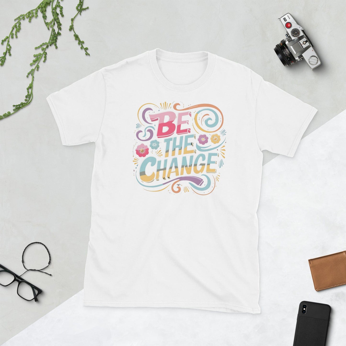 Padres Mágicos Blanco / S Camiseta Be the Change - Diseño Inspirador y Colorido