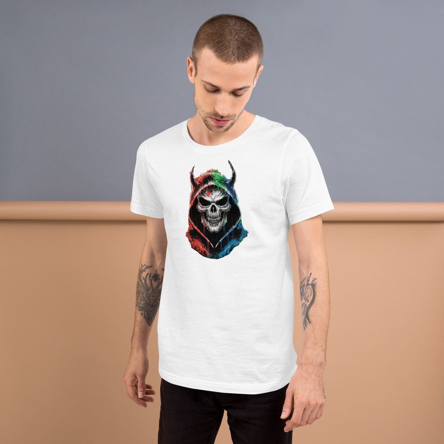 Padres Mágicos Blanco / S Camiseta "Calavera del Diablo" de algodón suave - Para los que aman el estilo atrevido y único