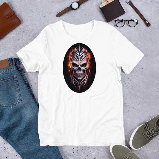 Padres Mágicos Blanco / S Camiseta "Calavera Infernal" de algodón suave