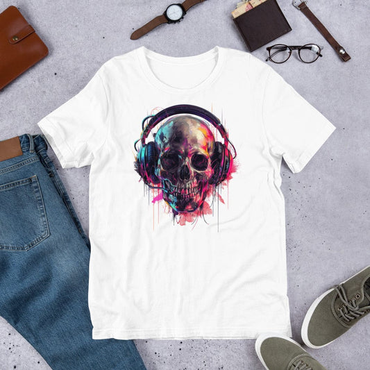 Padres Mágicos Blanco / S Camiseta Calavera Musical - Estilo Vibrante y Audaz