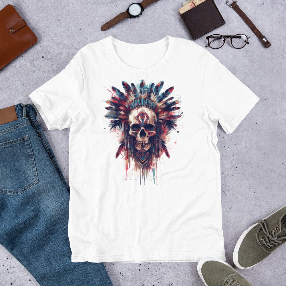 Padres Mágicos Blanco / S Camiseta Calavera Tribal - Estilo Cultural y Atemporal