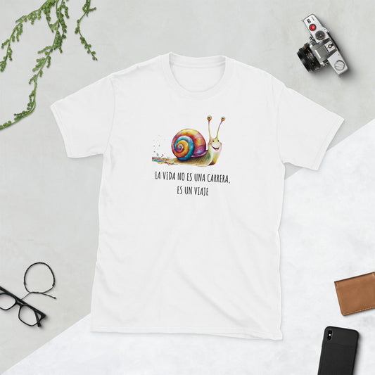 Padres Mágicos Blanco / S Camiseta "Caracol Viajero" - 100% Algodón con Mensaje Inspirador