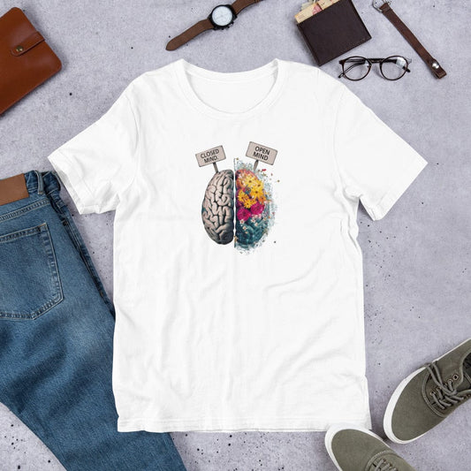 Padres Mágicos Blanco / S Camiseta "Closed Mind, Open Mind" - Diseño Creativo y Filosófico