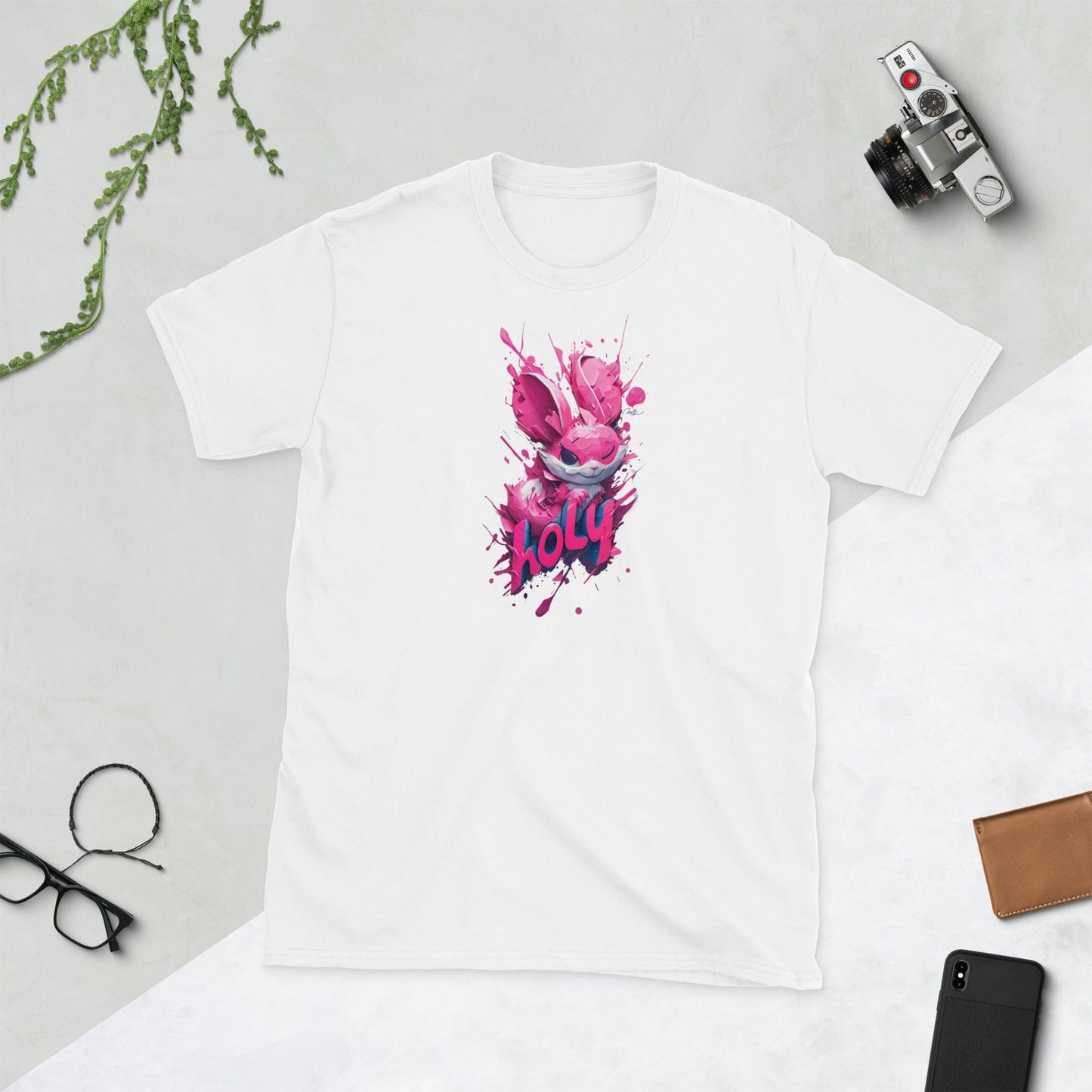 Padres Mágicos Blanco / S Camiseta con Conejito Holy - Estilo Grafiti Colorido