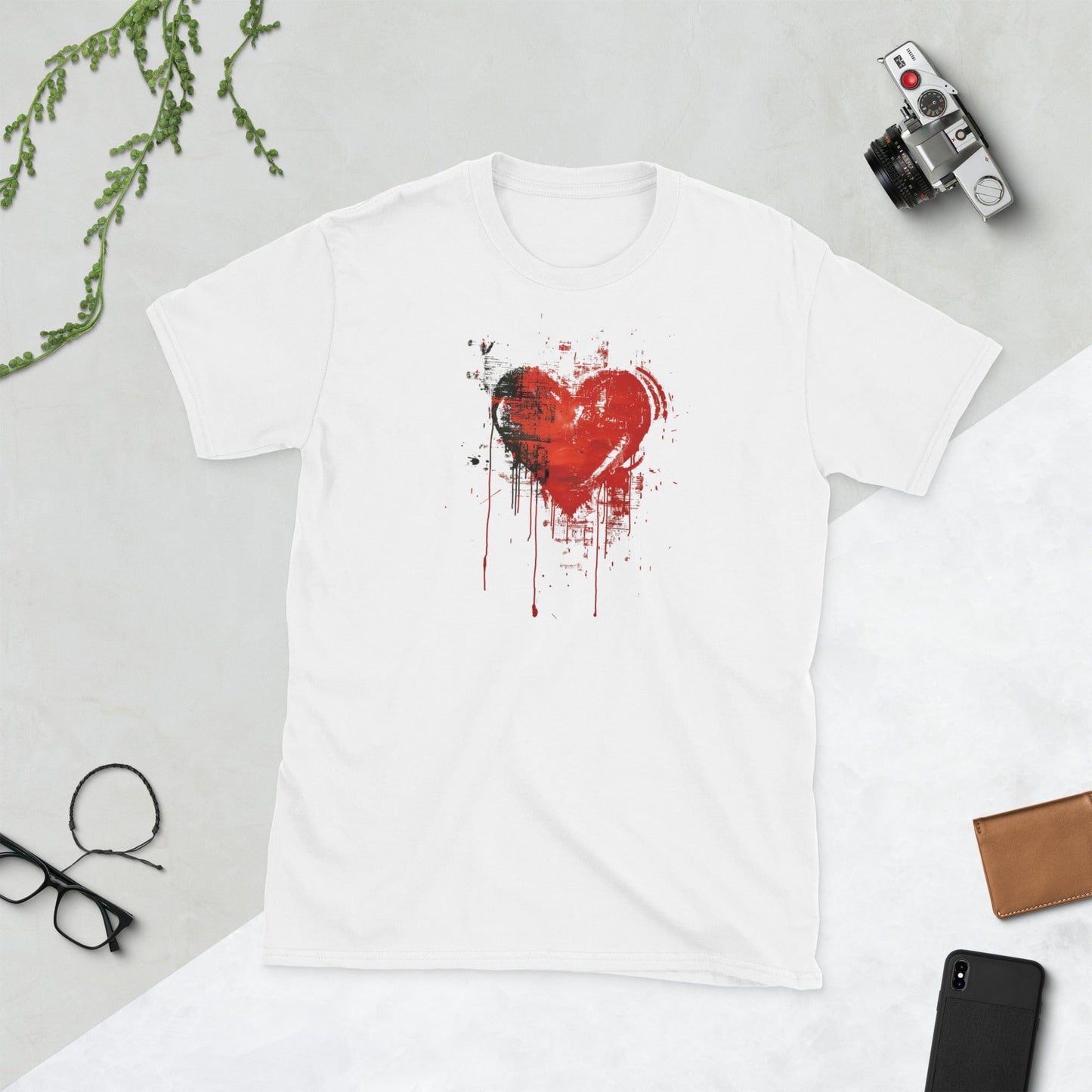 Padres Mágicos Blanco / S Camiseta con Diseño de Corazón Artístico - Expresión de Amor y Arte