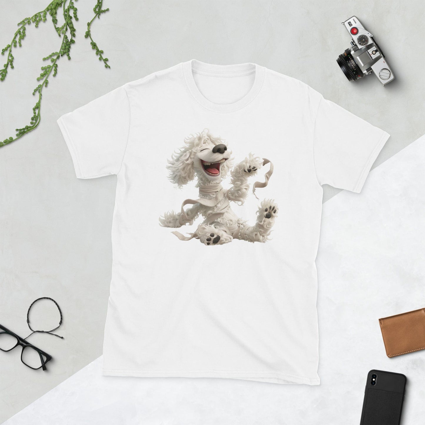 Padres Mágicos Blanco / S Camiseta con Perrito Alegre - Diseño de Dibujo Animado