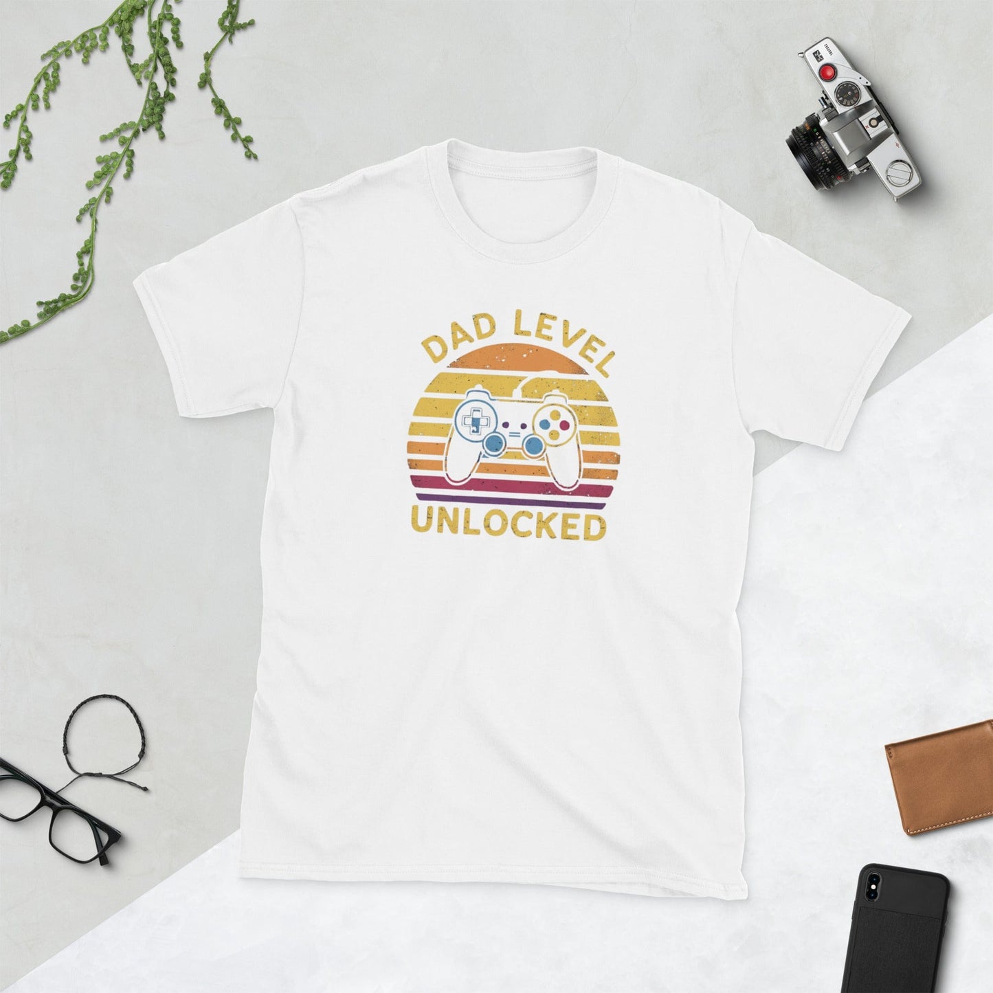 Padres Mágicos Blanco / S Camiseta Dad Level Unlocked - Diseño Retro para Papás Gamers