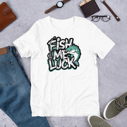 Padres Mágicos Blanco / S Camiseta Divertida "Fish Me Luck" - Diseño para Amantes de la Pesca