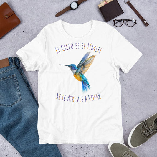 Padres Mágicos Blanco / S Camiseta "El Cielo es el Límite" - Colibrí