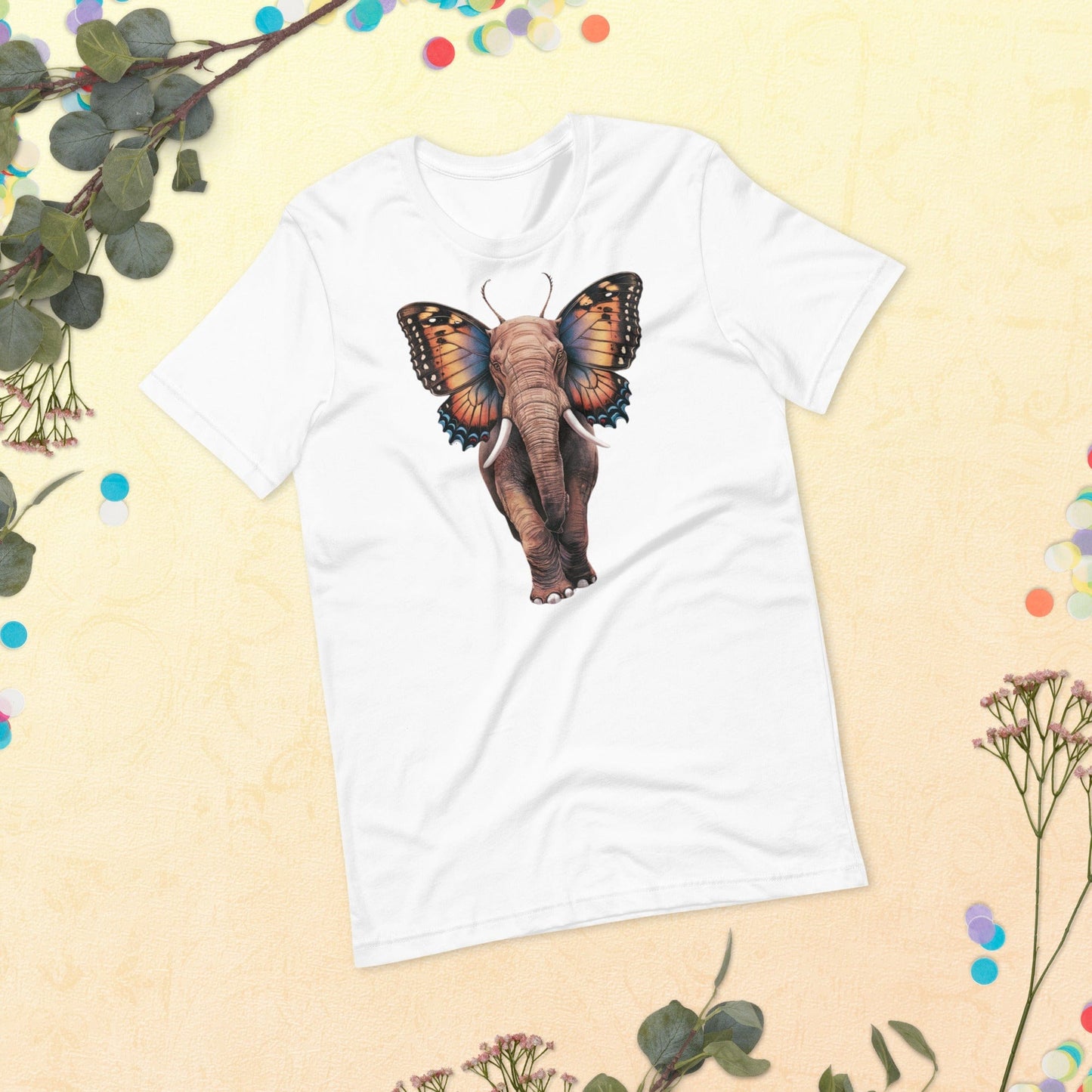 Padres Mágicos Blanco / S Camiseta "Elefante Alado" de algodón suave