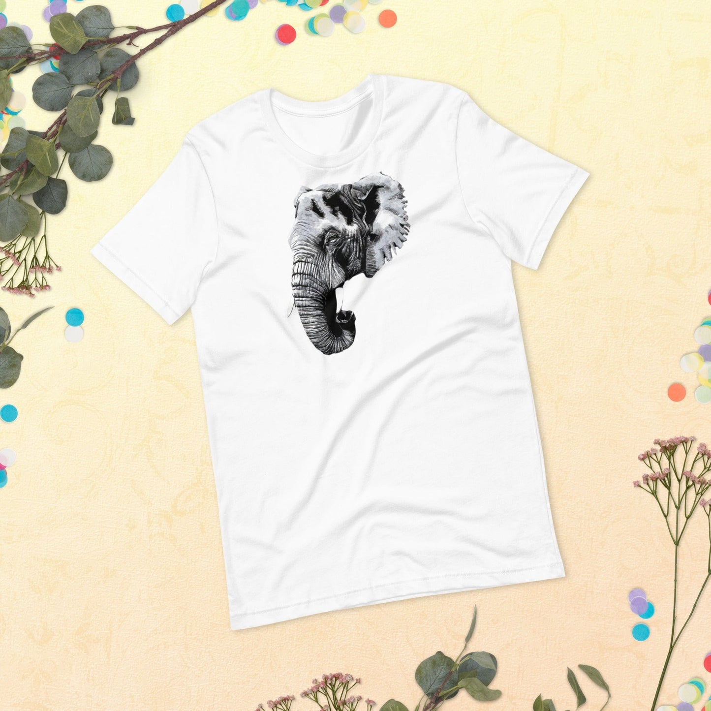 Padres Mágicos Blanco / S Camiseta "Elefante Rey" de algodón suave - Para amantes de la fauna salvaje