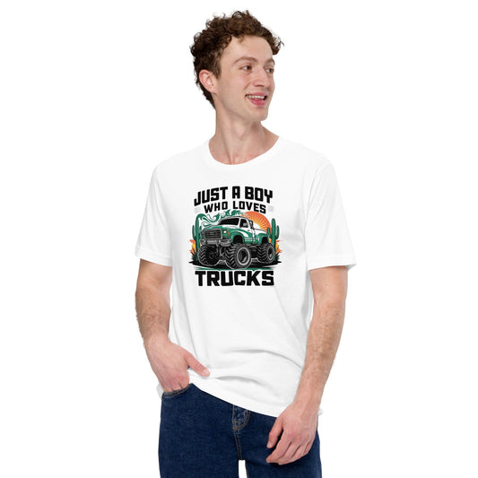 Padres Mágicos Blanco / S Camiseta "Just a Boy Who Loves Trucks" - Diseño para Amantes de los Camiones