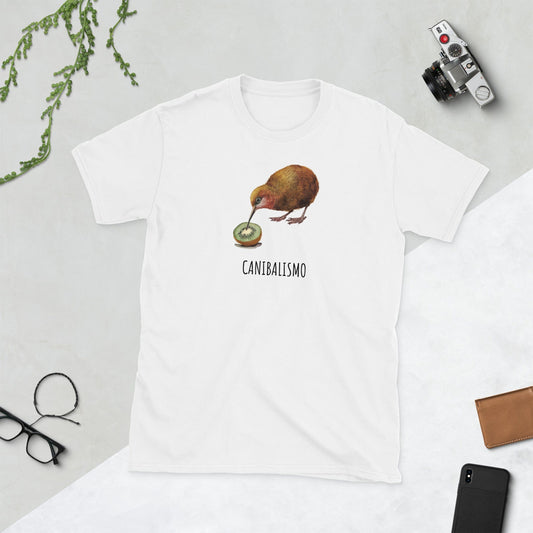 Padres Mágicos Blanco / S Camiseta "Kiwi Caníbal" - 100% Algodón con Diseño Divertido