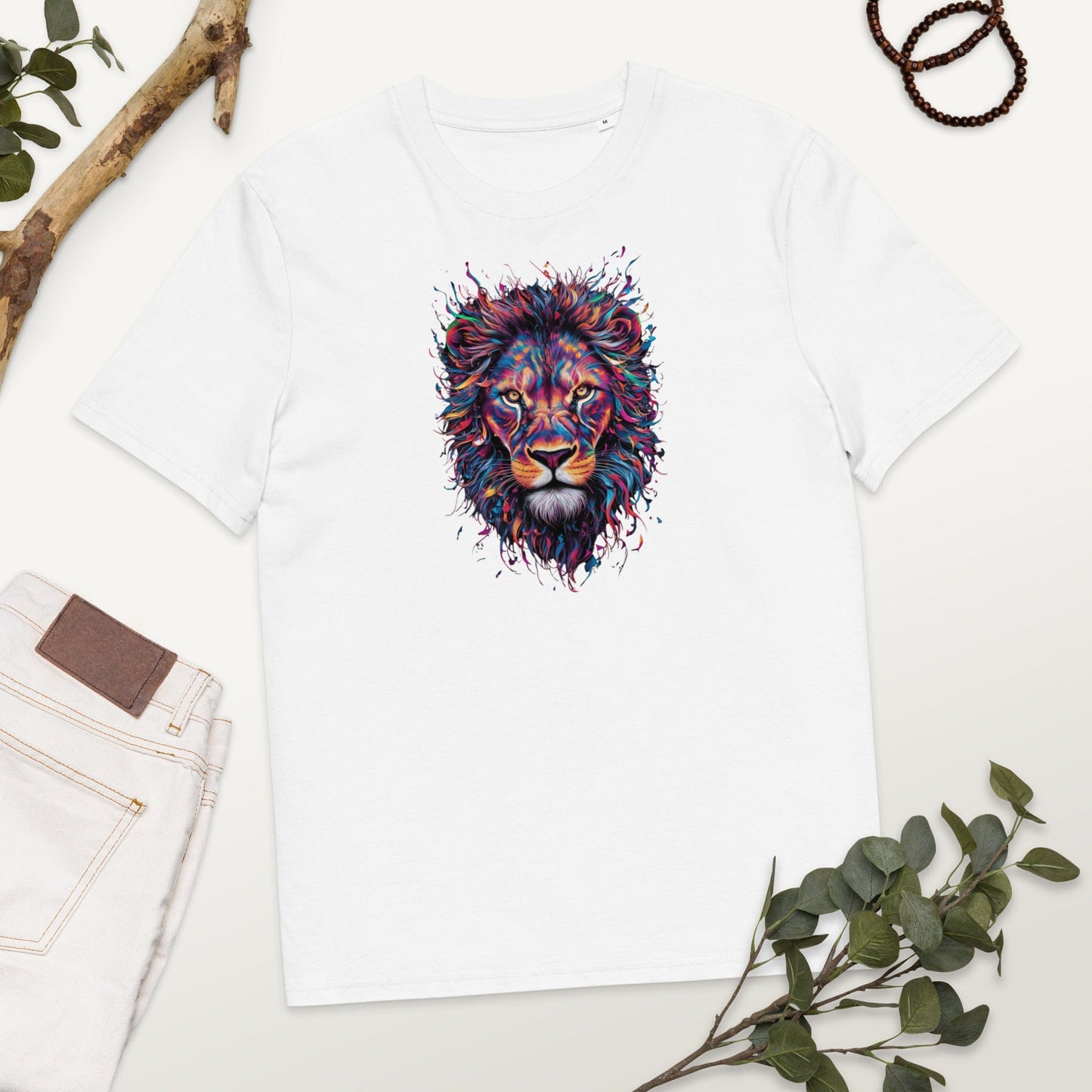 Padres Mágicos Blanco / S Camiseta León Colorido - Algodón Orgánico