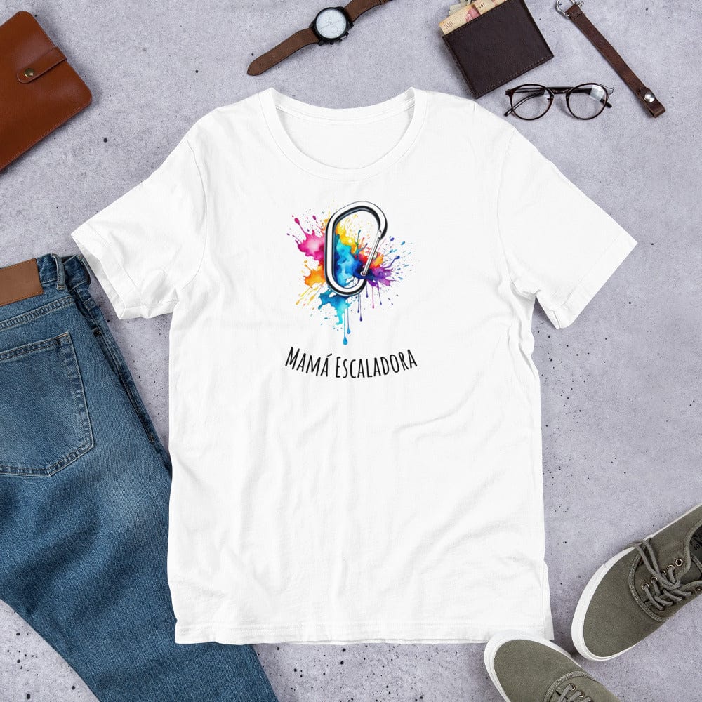 Padres Mágicos Blanco / S Camiseta Mamá Escaladora - Estilo Aventurero y Colorido para Amantes de la Escalada