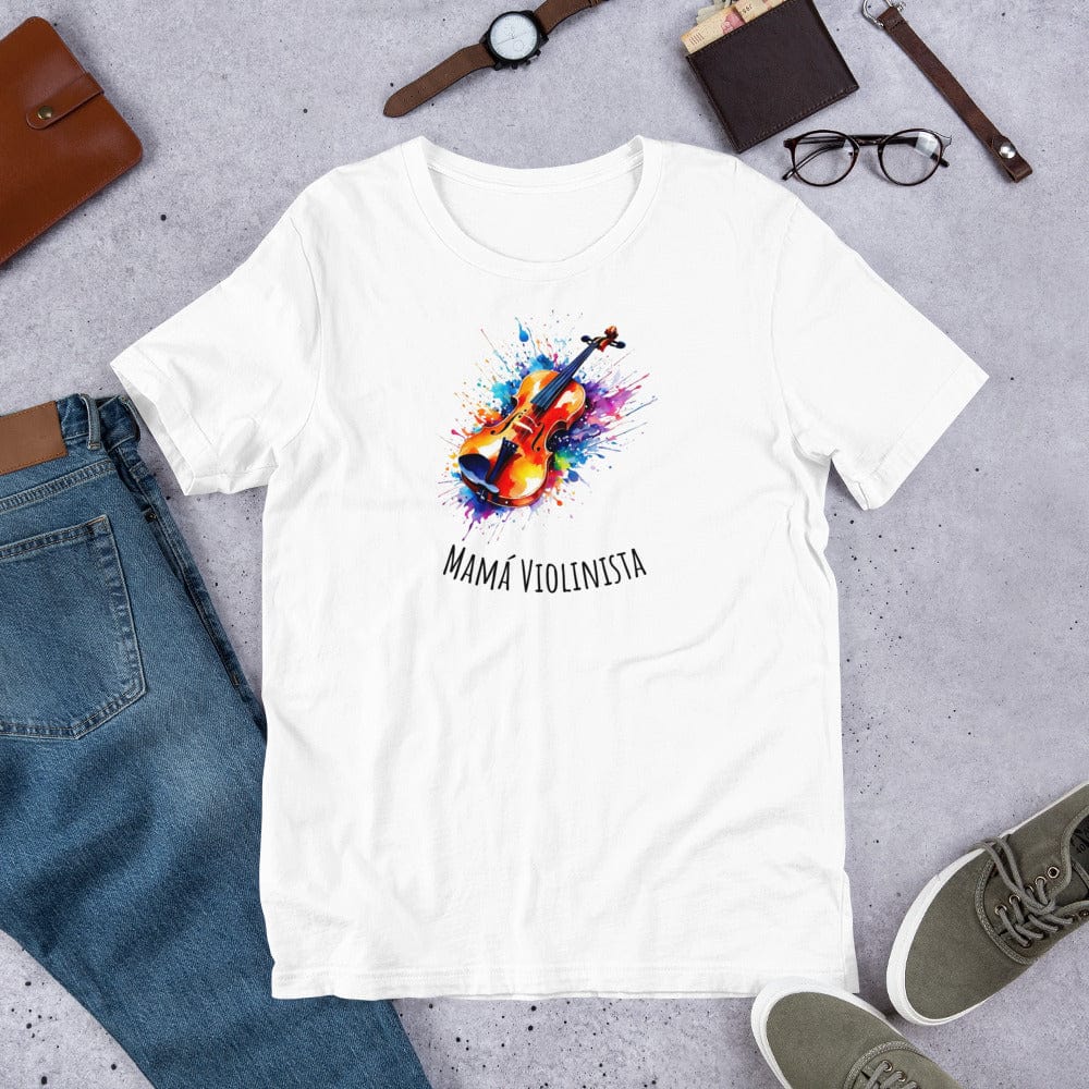 Padres Mágicos Blanco / S Camiseta Mamá Violinista - Estilo Musical y Colorido para Amantes del Violín