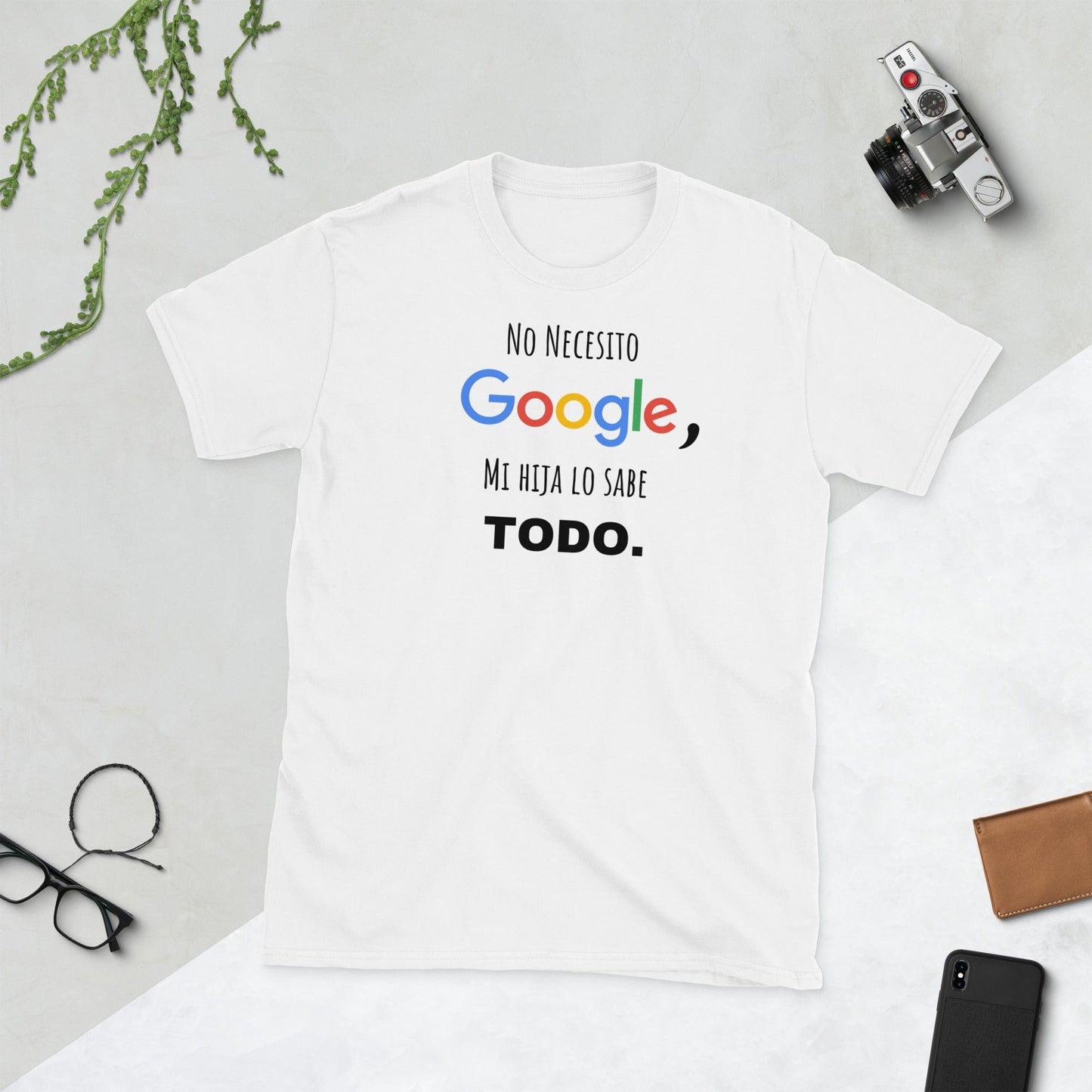 Padres Mágicos Blanco / S Camiseta "No Necesito Google, Mi Hija lo Sabe Todo"