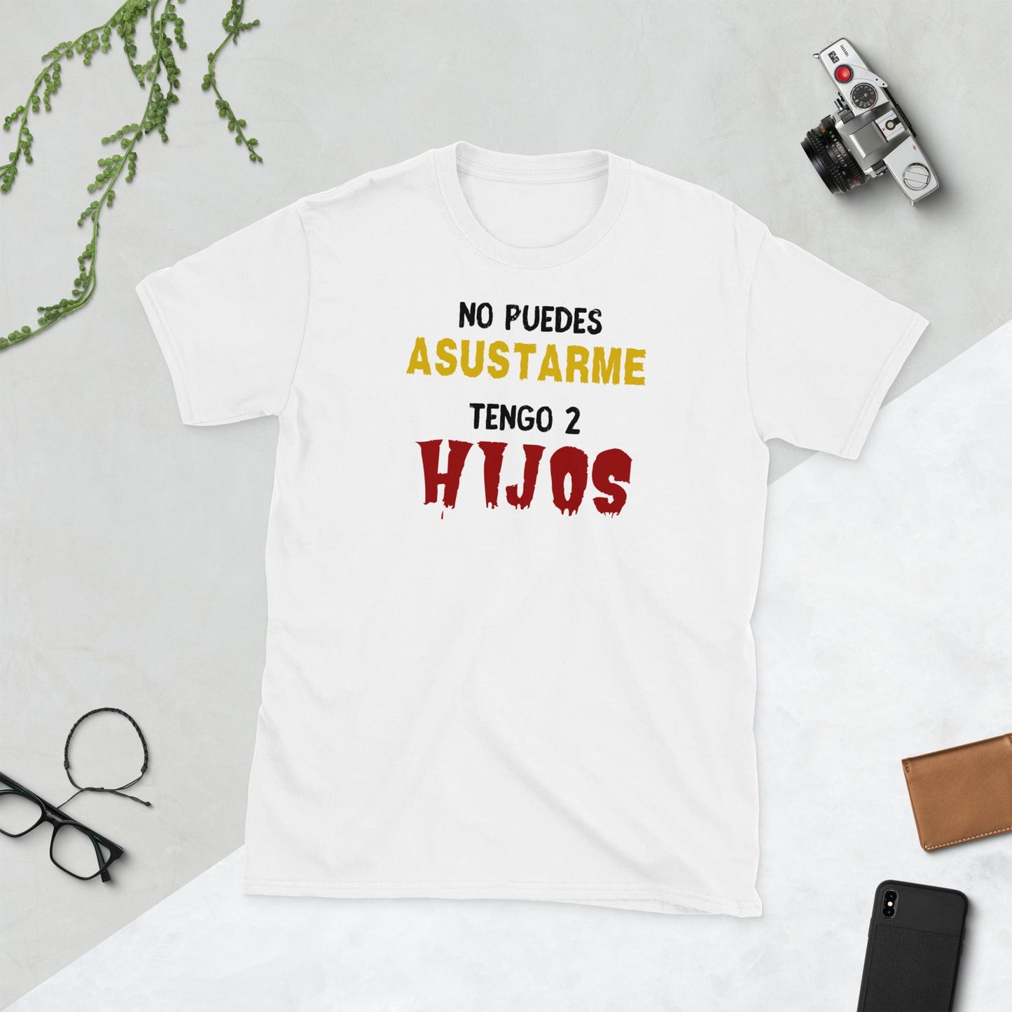 Padres Mágicos Blanco / S Camiseta "No Puedes Asustarme, Tengo 2 Hijos" - Graciosa