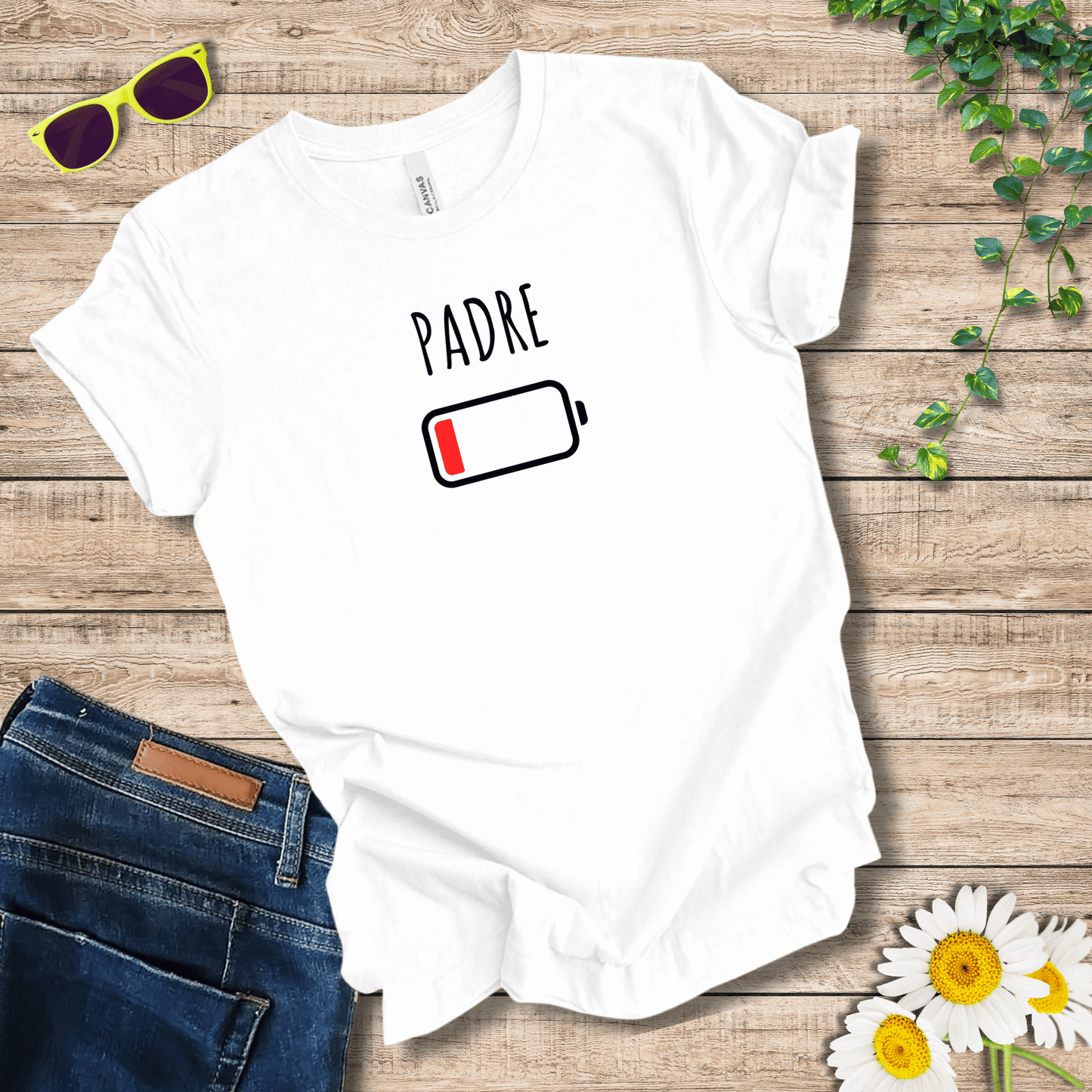 Padres Mágicos Blanco / S Camiseta Padre Batería Baja - Regalo Divertido para Padres