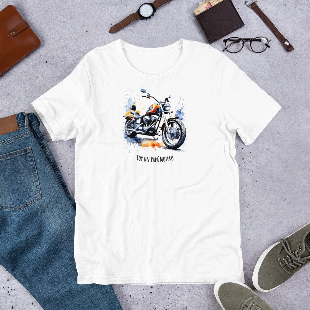 Padres Mágicos Blanco / S Camiseta "Papá Motero" - Para Padres Amantes de las Motos