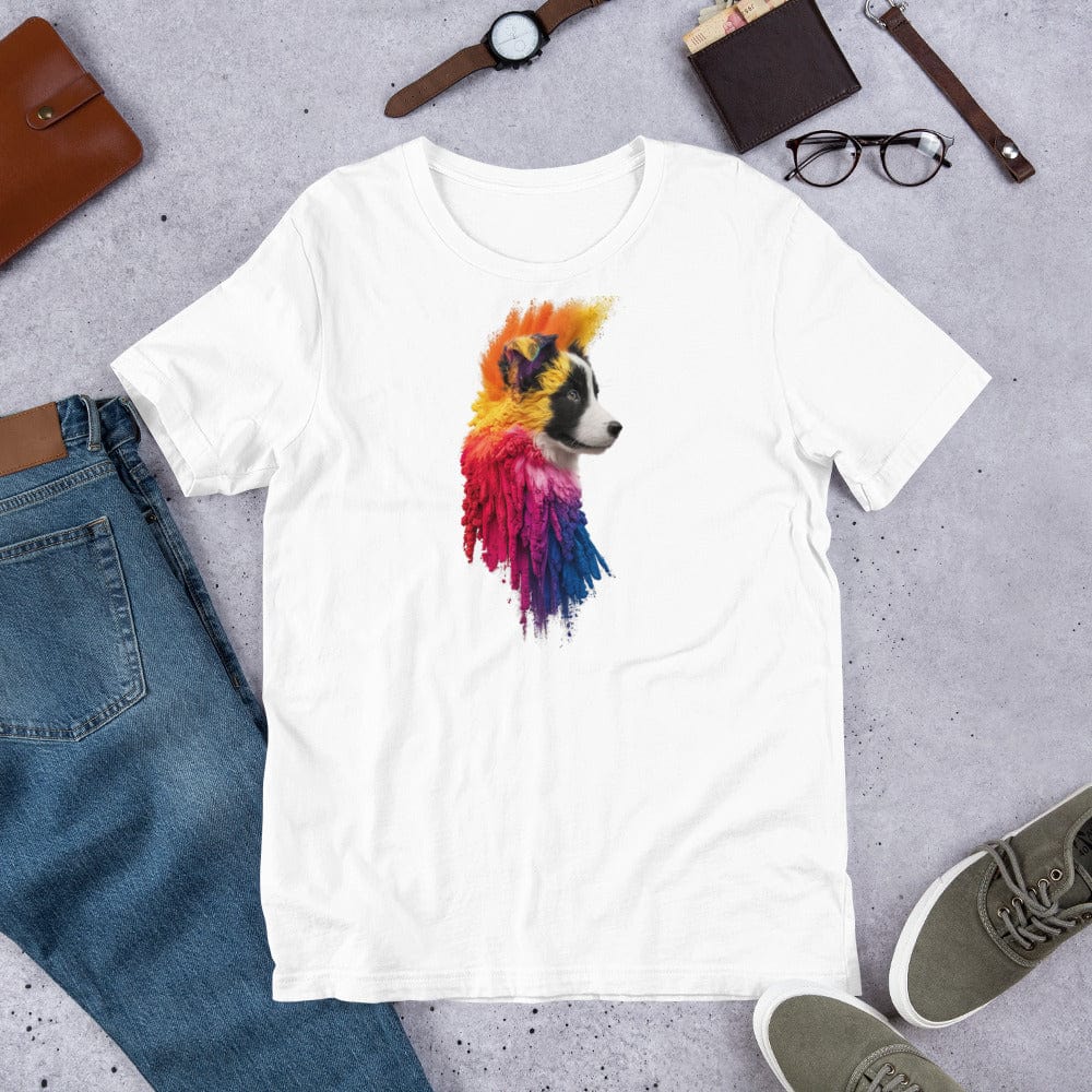 Padres Mágicos Blanco / S Camiseta "Perro Colorido" - Estilo y Alegría Canina