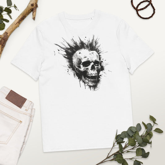 Padres Mágicos Blanco / S Camiseta Punk Calavera de Algodón Orgánico - Sostenible y Cómoda