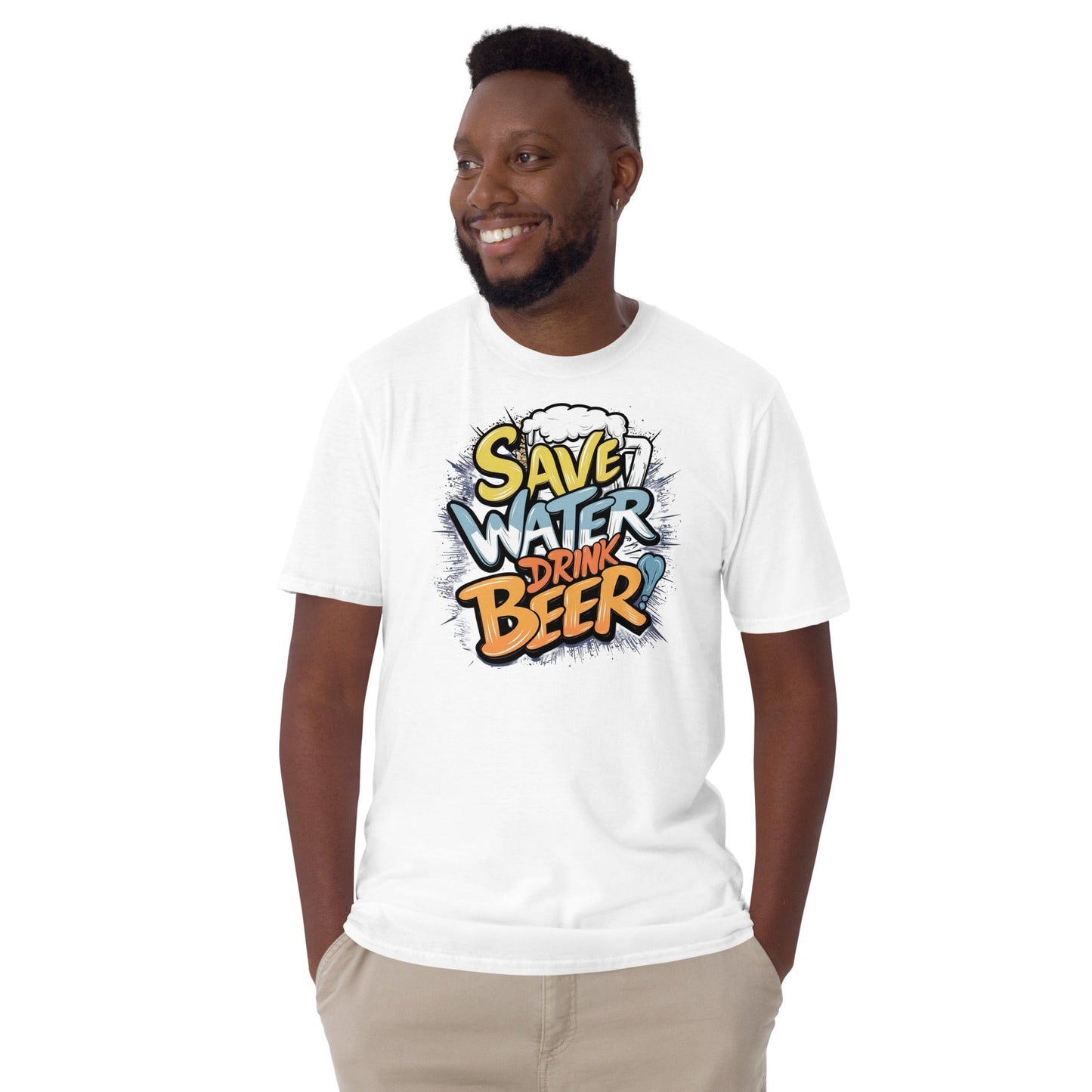 Padres Mágicos Blanco / S Camiseta "Save Water Drink Beer" - 100% Algodón con Diseño Divertido