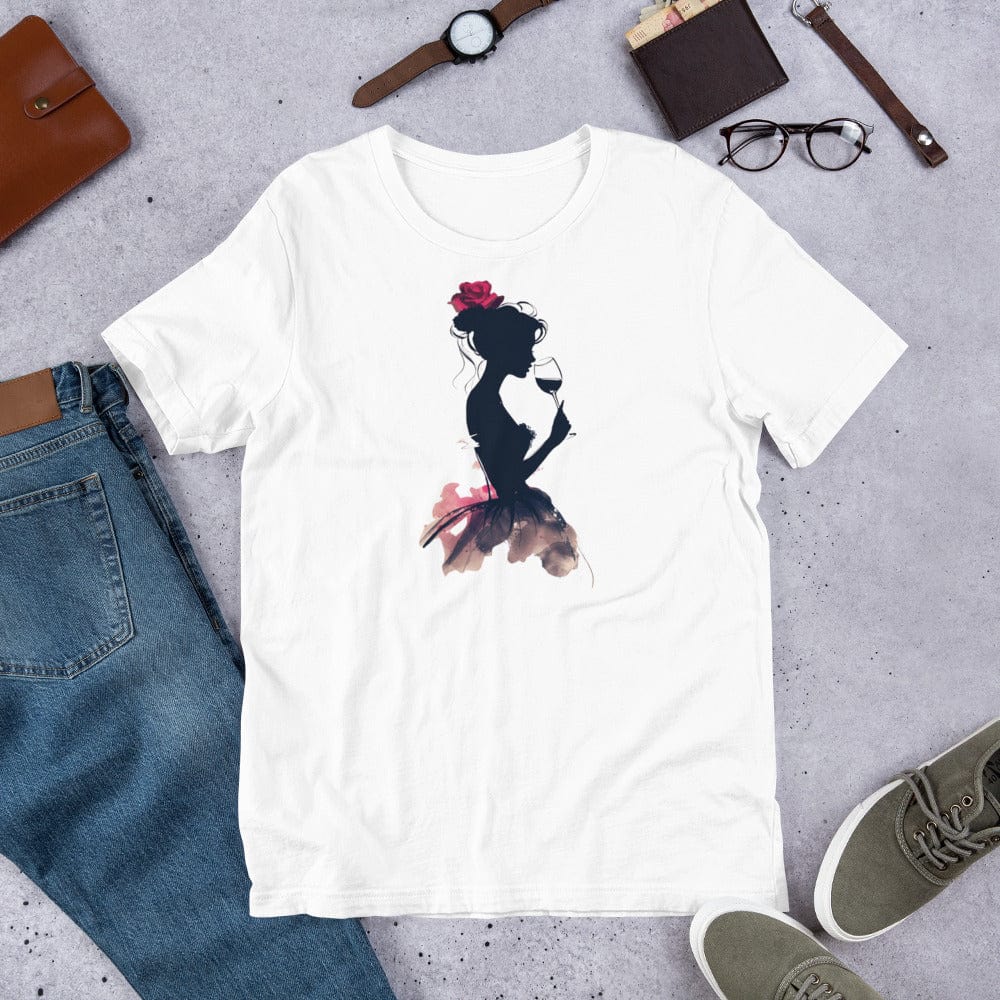 Padres Mágicos Blanco / S Camiseta "Silhouette con Vino" - Elegancia y Estilo