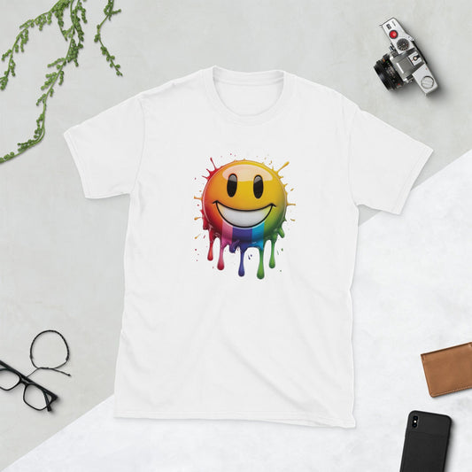 Padres Mágicos Blanco / S Camiseta Smiley Arcoíris - Diseño Colorido y Alegre