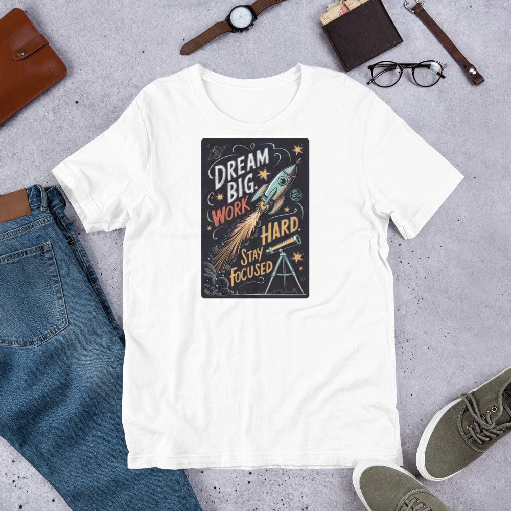 Padres Mágicos Blanco / S Camiseta "Sueña en Grande" de algodón suave - Para los que buscan inspiración y motivación