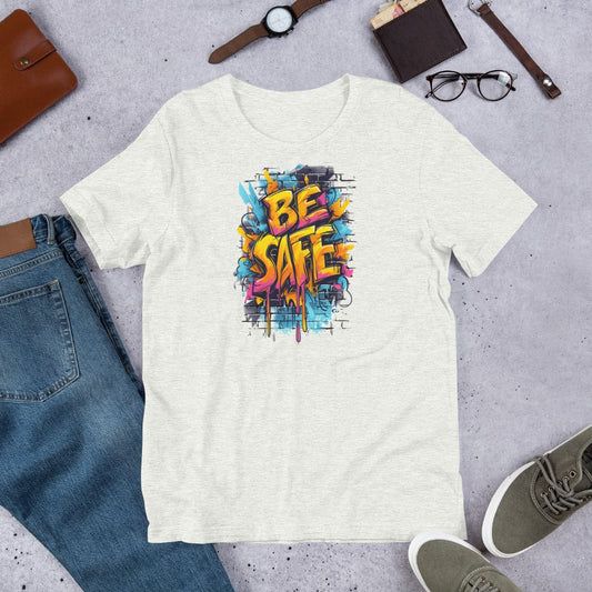 Padres Mágicos Ceniza / S Camiseta "Be Safe" - Graffiti Urbano