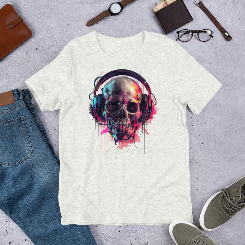 Padres Mágicos Ceniza / S Camiseta Calavera Musical - Estilo Vibrante y Audaz