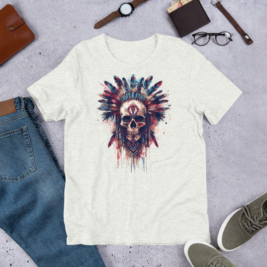 Padres Mágicos Ceniza / S Camiseta Calavera Tribal - Estilo Cultural y Atemporal