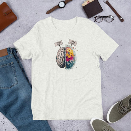 Padres Mágicos Ceniza / S Camiseta "Closed Mind, Open Mind" - Diseño Creativo y Filosófico