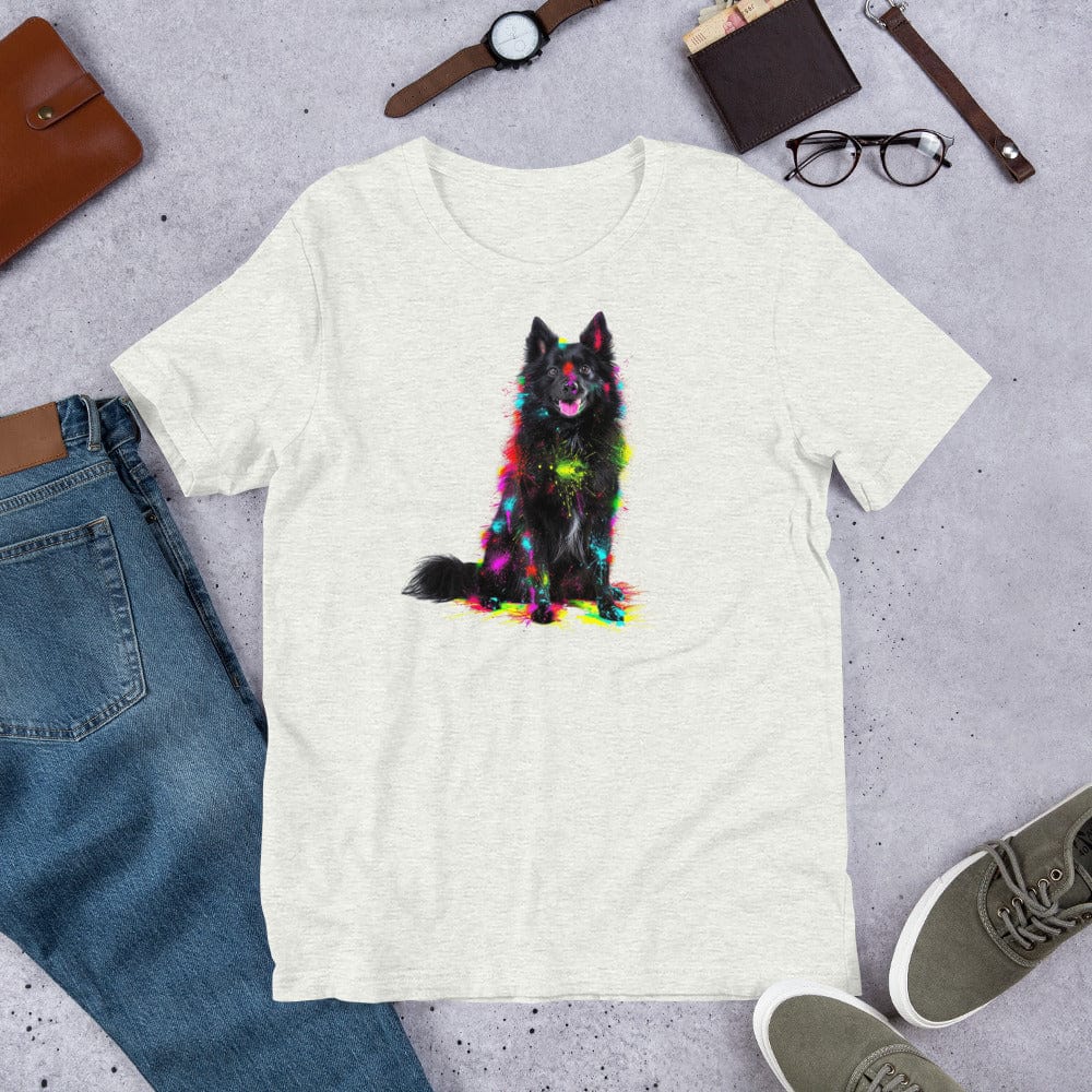 Padres Mágicos Ceniza / S Camiseta con Diseño de Perro Colorido - Pastor Belga