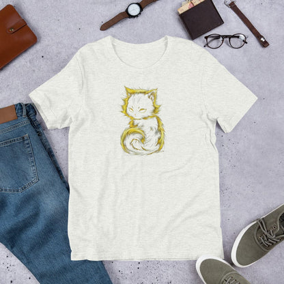 Padres Mágicos Ceniza / S Camiseta "Gato Misterioso" de algodón suave - Para los amantes de los gatos y el misterio