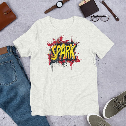 Padres Mágicos Ceniza / S Camiseta "Grafiti Spark" - Estilo y Energía Urbana