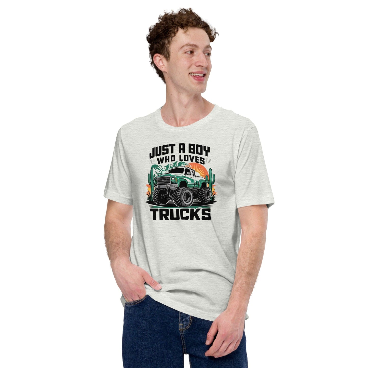 Padres Mágicos Ceniza / S Camiseta "Just a Boy Who Loves Trucks" - Diseño para Amantes de los Camiones