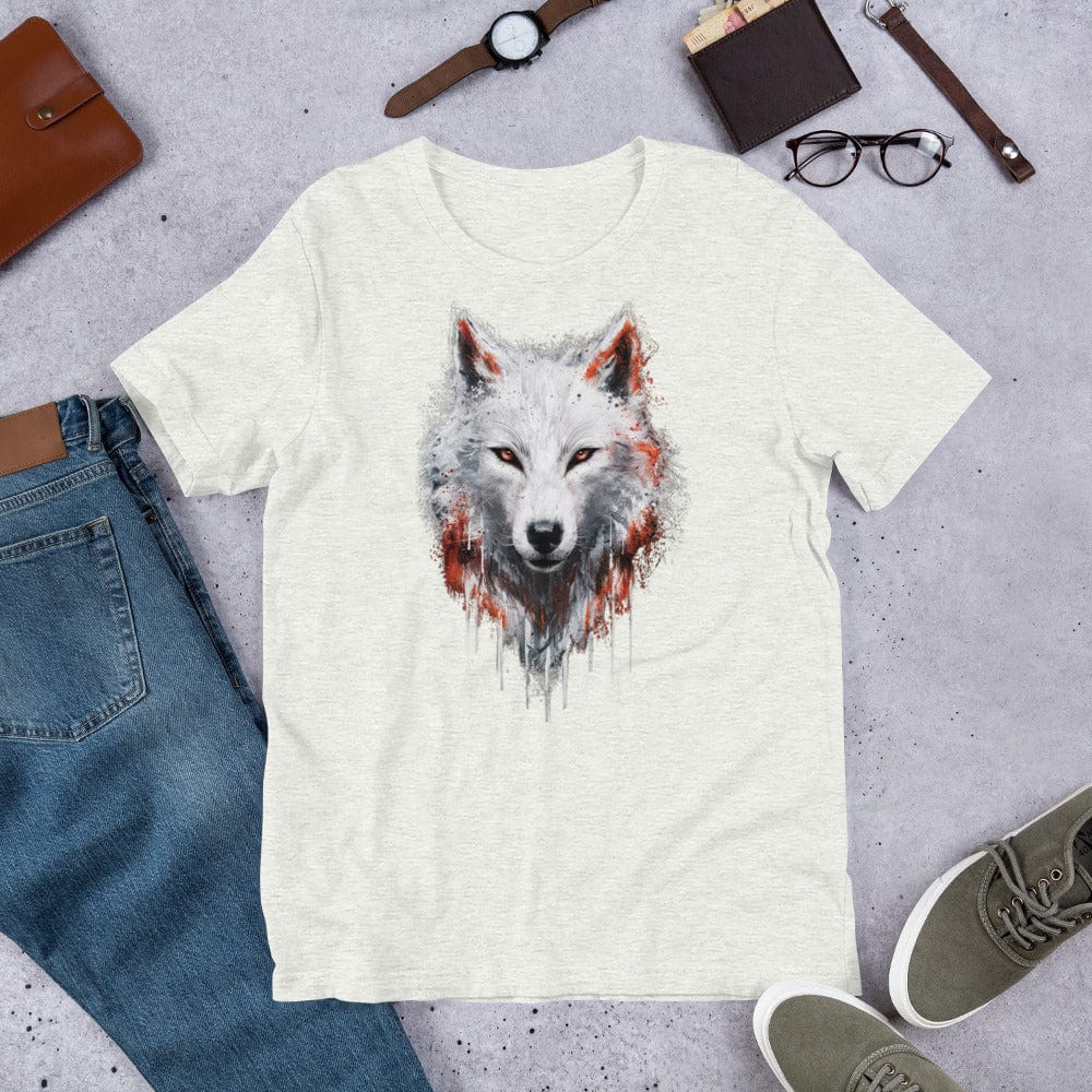 Padres Mágicos Ceniza / S Camiseta "Lobo Blanco" de algodón suave - Para amantes de la naturaleza salvaje