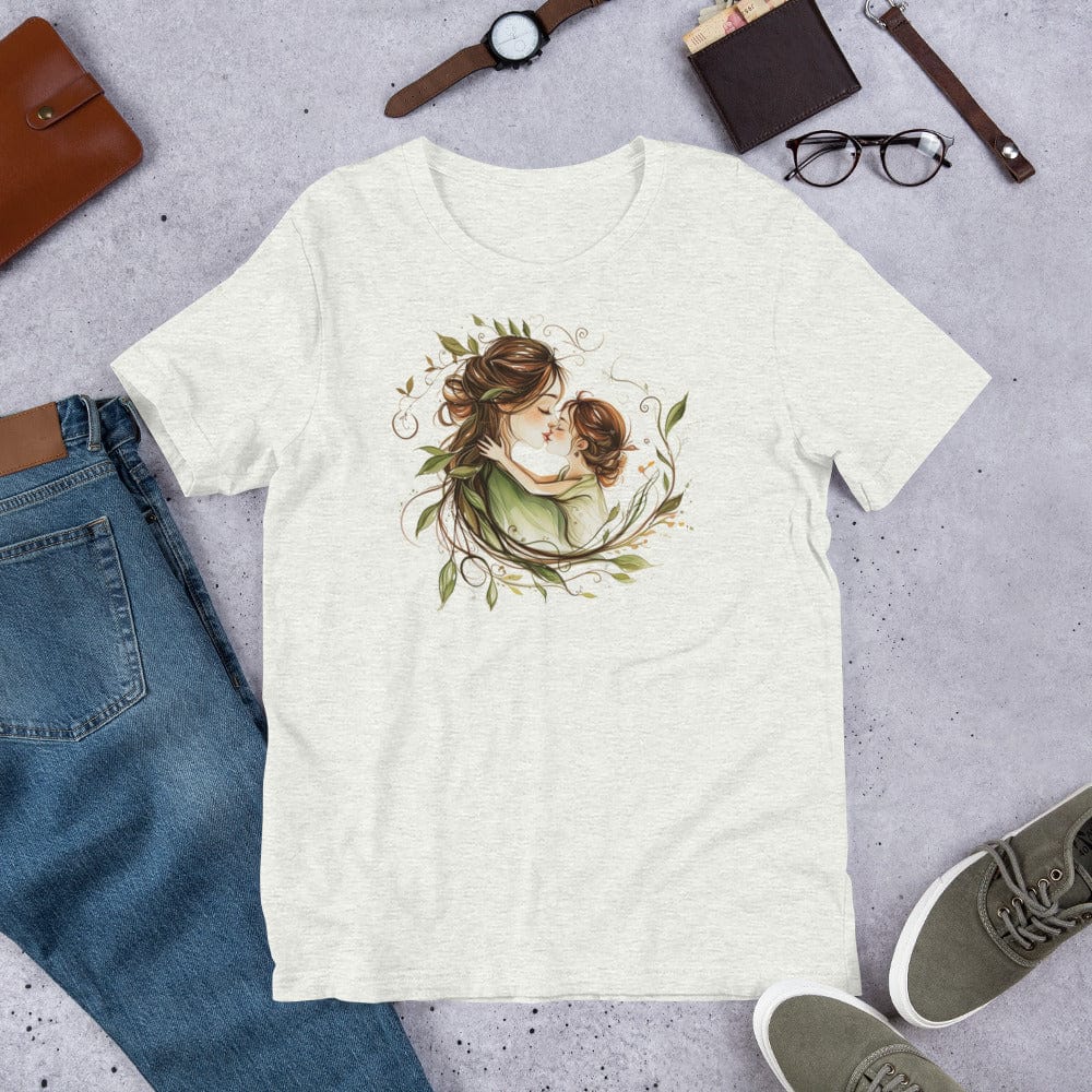 Padres Mágicos Ceniza / S Camiseta "Madre e Hija" - Ternura y Naturaleza en un Diseño Encantador