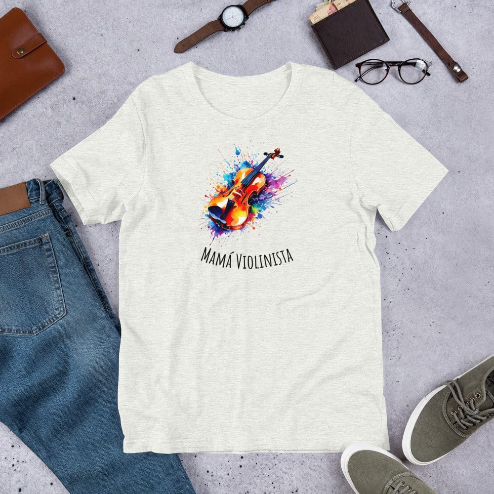 Padres Mágicos Ceniza / S Camiseta Mamá Violinista - Estilo Musical y Colorido para Amantes del Violín