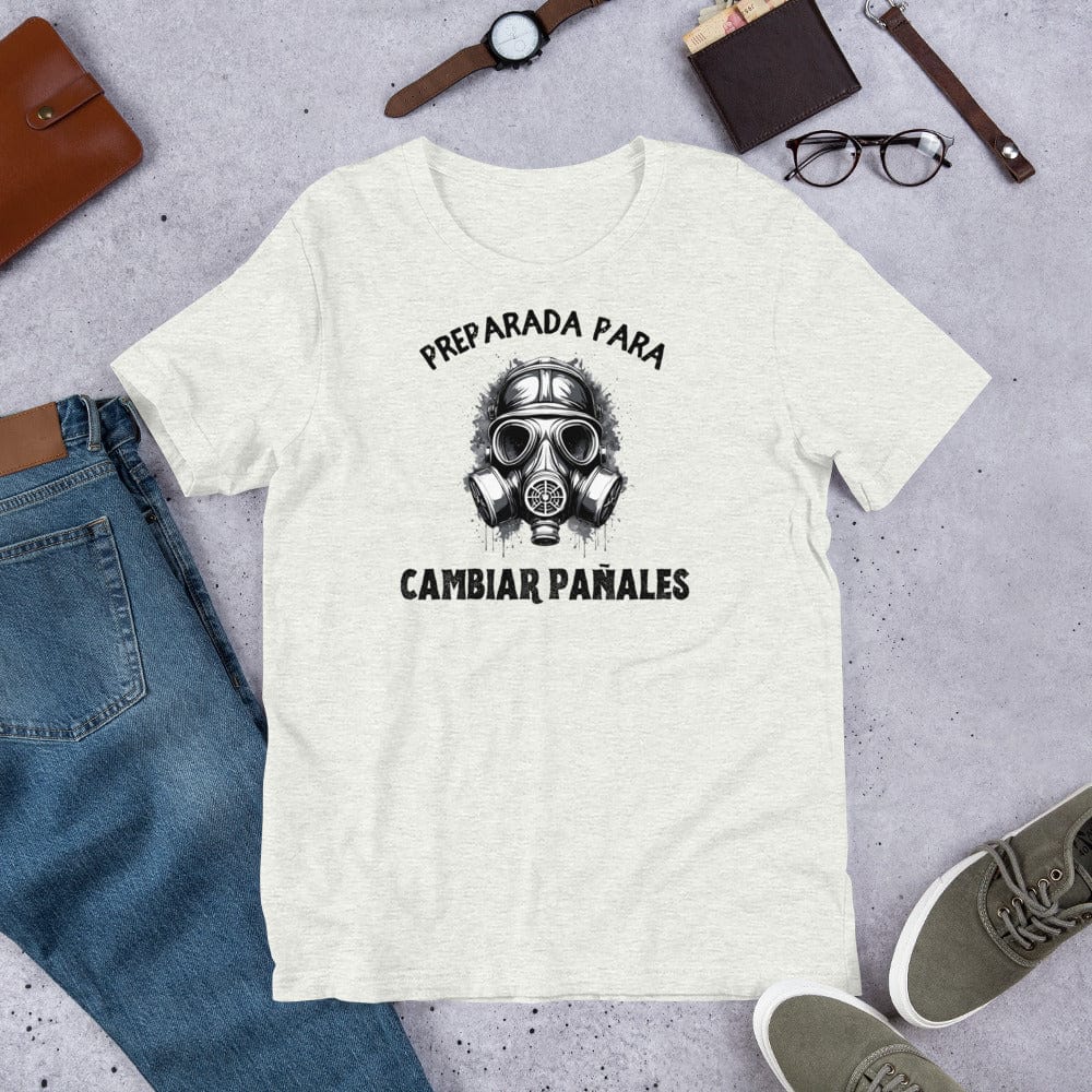 Padres Mágicos Ceniza / S Camiseta "Preparada para Cambiar Pañales" - Para Nuevas Madres