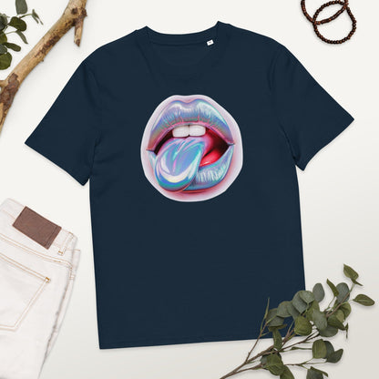 Padres Mágicos French Navy / S Camiseta Labios Iridiscentes - Algodón Orgánico