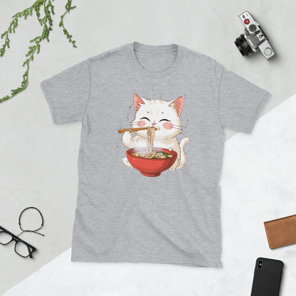 Padres Mágicos Gris deportivo / S Camiseta "Gatito Ramen" - Arte Kawaii en 100% Algodón