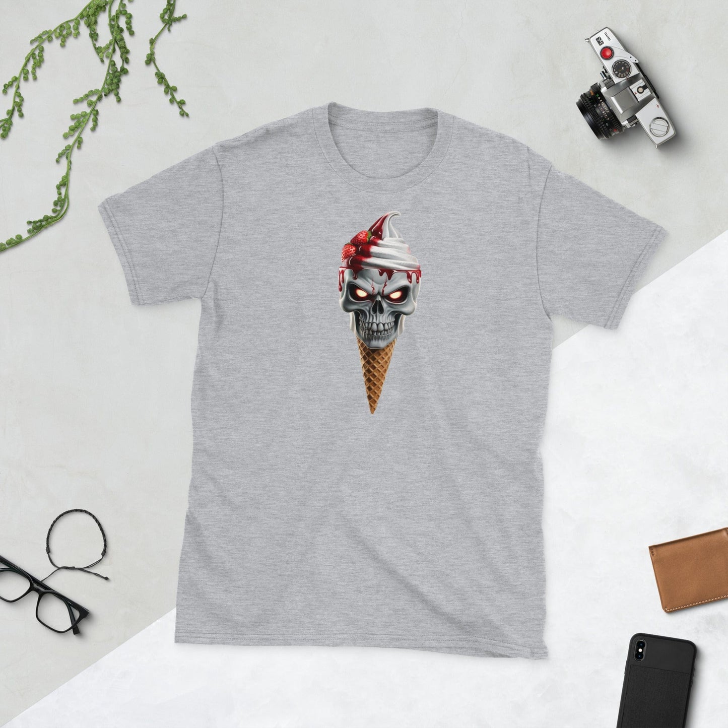 Padres Mágicos Gris deportivo / S Camiseta "Helado Calavera" - Para Amantes de lo Original