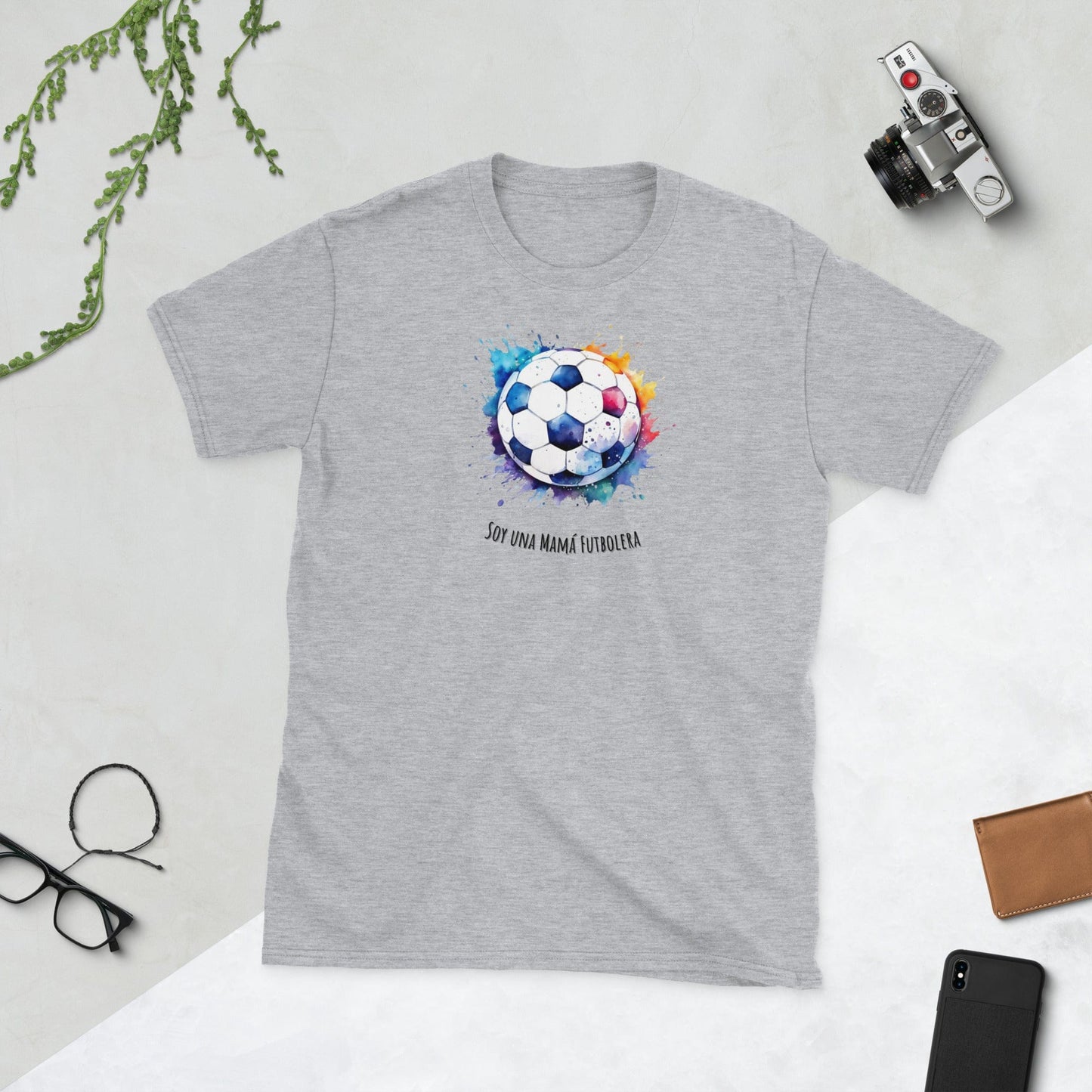 Padres Mágicos Gris deportivo / S Camiseta "Mamá Futbolera" - Para Apasionadas del Fútbol