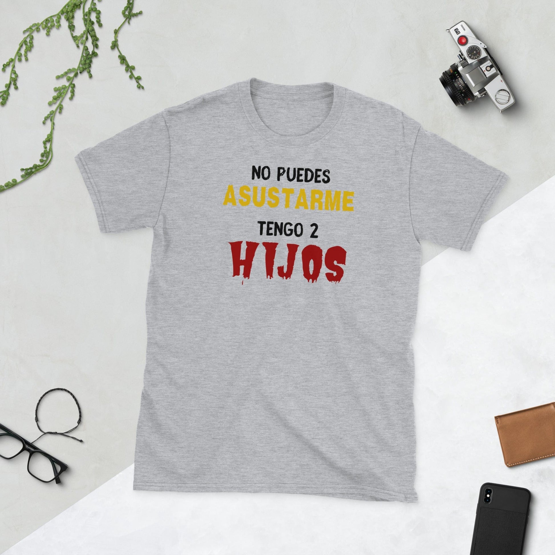 Padres Mágicos Gris deportivo / S Camiseta "No Puedes Asustarme, Tengo 2 Hijos" - Graciosa